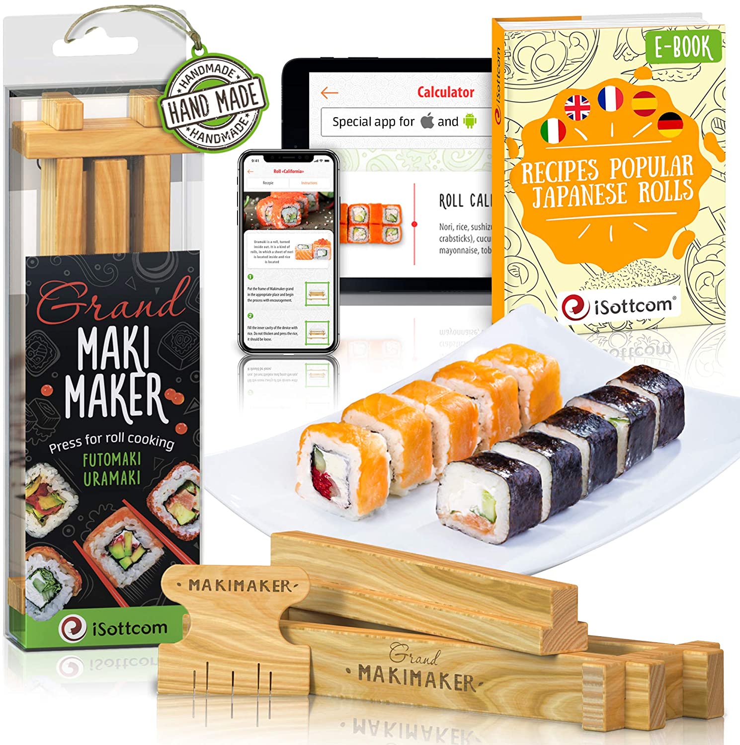 Isottcom Grand Maki Maker : kit haute gamme pour la préparation de sushis